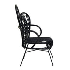 Black Natural Rattan Scalloped Back Chair
