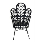 Black Natural Rattan Scalloped Back Chair