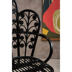 Black Natural Rattan Scalloped Back Chair