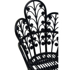 Black Natural Rattan Scalloped Back Chair