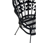 Black Natural Rattan Scalloped Back Chair