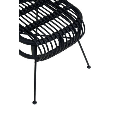 Black Natural Rattan Scalloped Back Chair