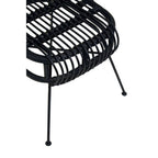 Black Natural Rattan Scalloped Back Chair