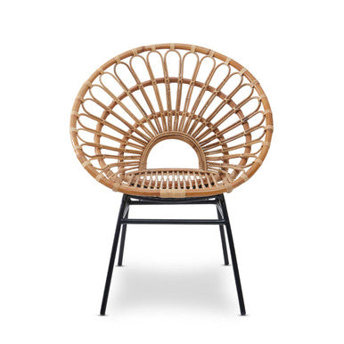 Natural Rattan Chair with Metal Legs