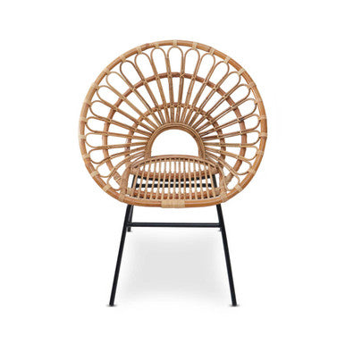 Natural Rattan Chair with Metal Legs