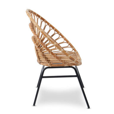 Natural Rattan Chair with Metal Legs