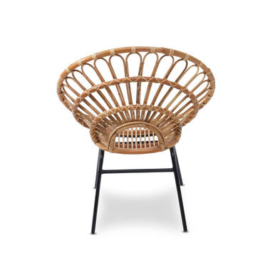 Natural Rattan Chair with Metal Legs