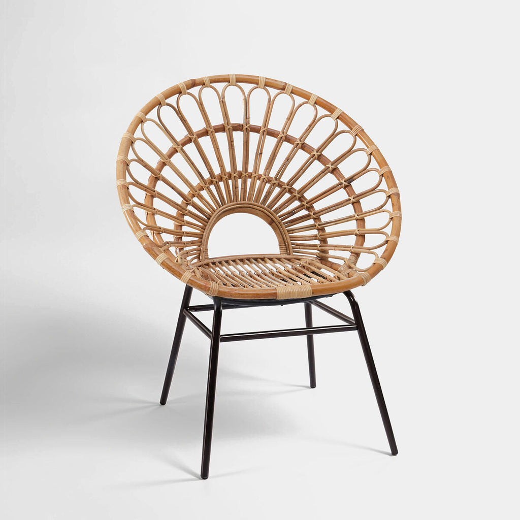 Natural Rattan Chair with Metal Legs