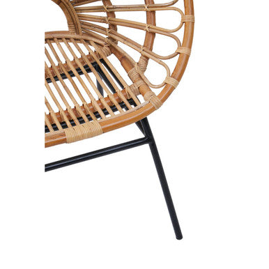 Natural Rattan Chair with Metal Legs