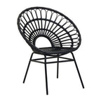 Black Natural Rattan Flared Back Chair