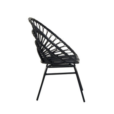 Black Natural Rattan Flared Back Chair