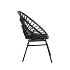 Black Natural Rattan Flared Back Chair