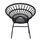 Black Natural Rattan Flared Back Chair