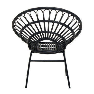 Black Natural Rattan Flared Back Chair
