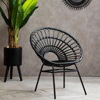 Black Natural Rattan Flared Back Chair