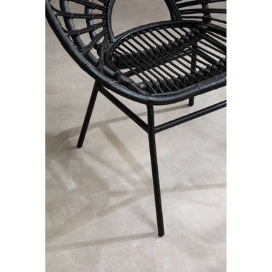 Black Natural Rattan Flared Back Chair