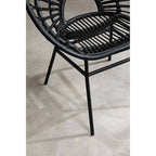 Black Natural Rattan Flared Back Chair