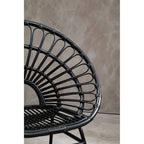 Black Natural Rattan Flared Back Chair