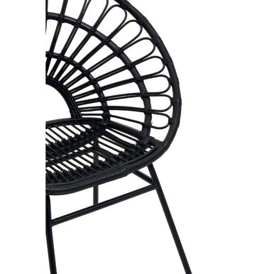 Black Natural Rattan Flared Back Chair
