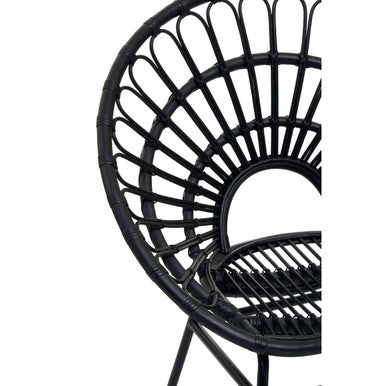 Black Natural Rattan Flared Back Chair