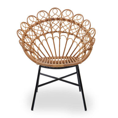 Natural Rattan Chair with Peacock Design