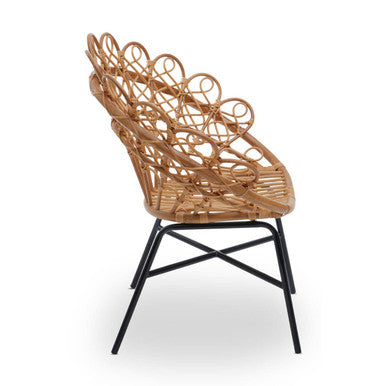Natural Rattan Chair with Peacock Design