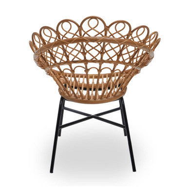 Natural Rattan Chair with Peacock Design