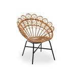 Natural Rattan Chair with Peacock Design