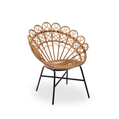 Natural Rattan Chair with Peacock Design