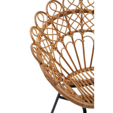 Natural Rattan Chair with Peacock Design