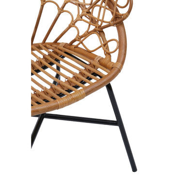 Natural Rattan Chair with Peacock Design
