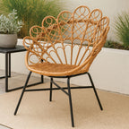 Natural Rattan Chair with Peacock Design