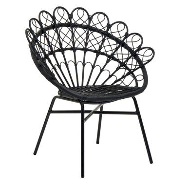 Black Natural Rattan Peacock Chair