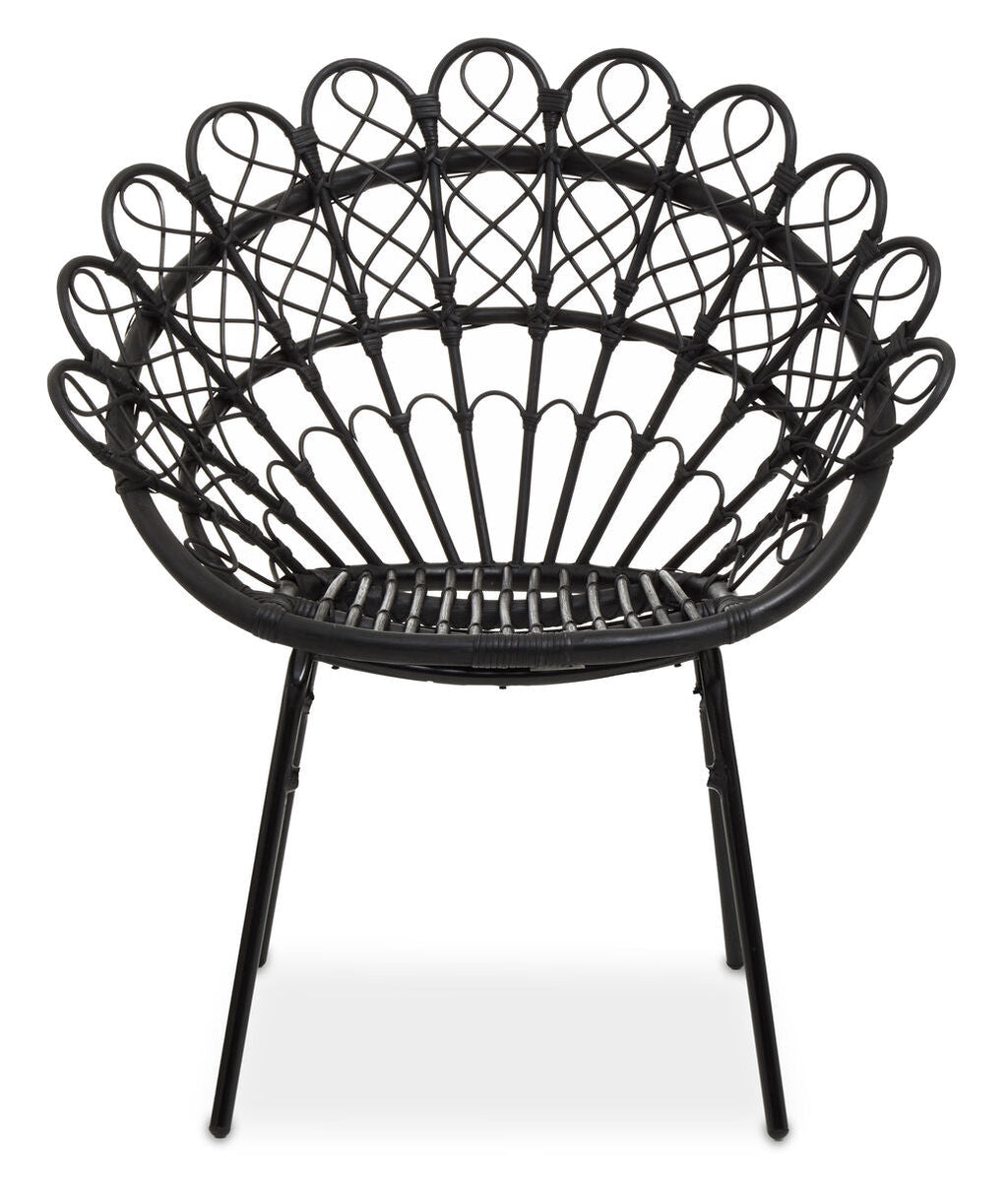 Black Natural Rattan Peacock Chair