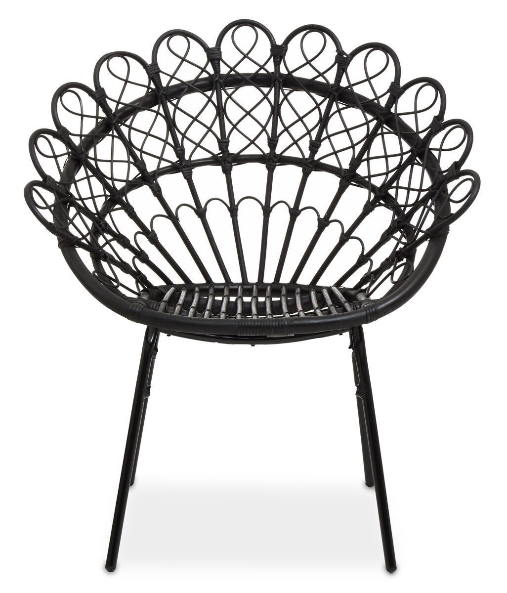 Black Natural Rattan Peacock Chair