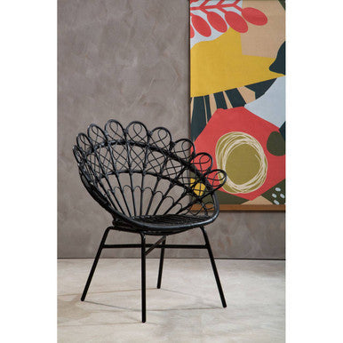 Black Natural Rattan Peacock Chair