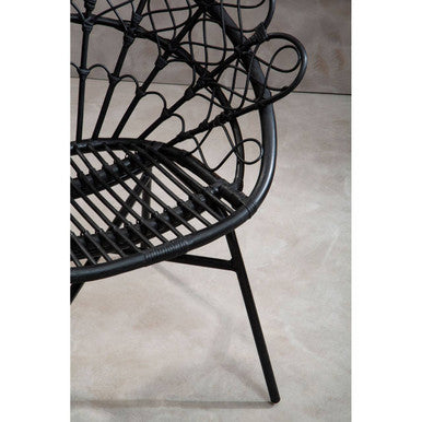 Black Natural Rattan Peacock Chair