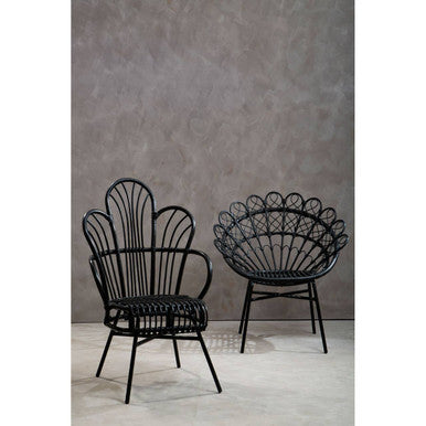 Black Natural Rattan Peacock Chair