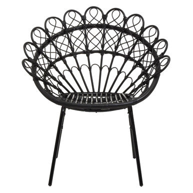 Black Natural Rattan Peacock Chair