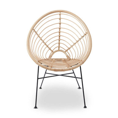 Natural Rattan Round Chair with Woven Seat