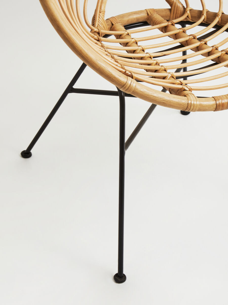 Natural Rattan Round Chair with Woven Seat