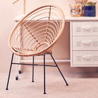 Natural Rattan Round Chair with Woven Seat