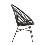 Black Rattan Round Chair with Black Iron Legs