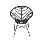 Black Rattan Round Chair with Black Iron Legs