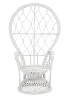White Rattan Curved High Back Chair