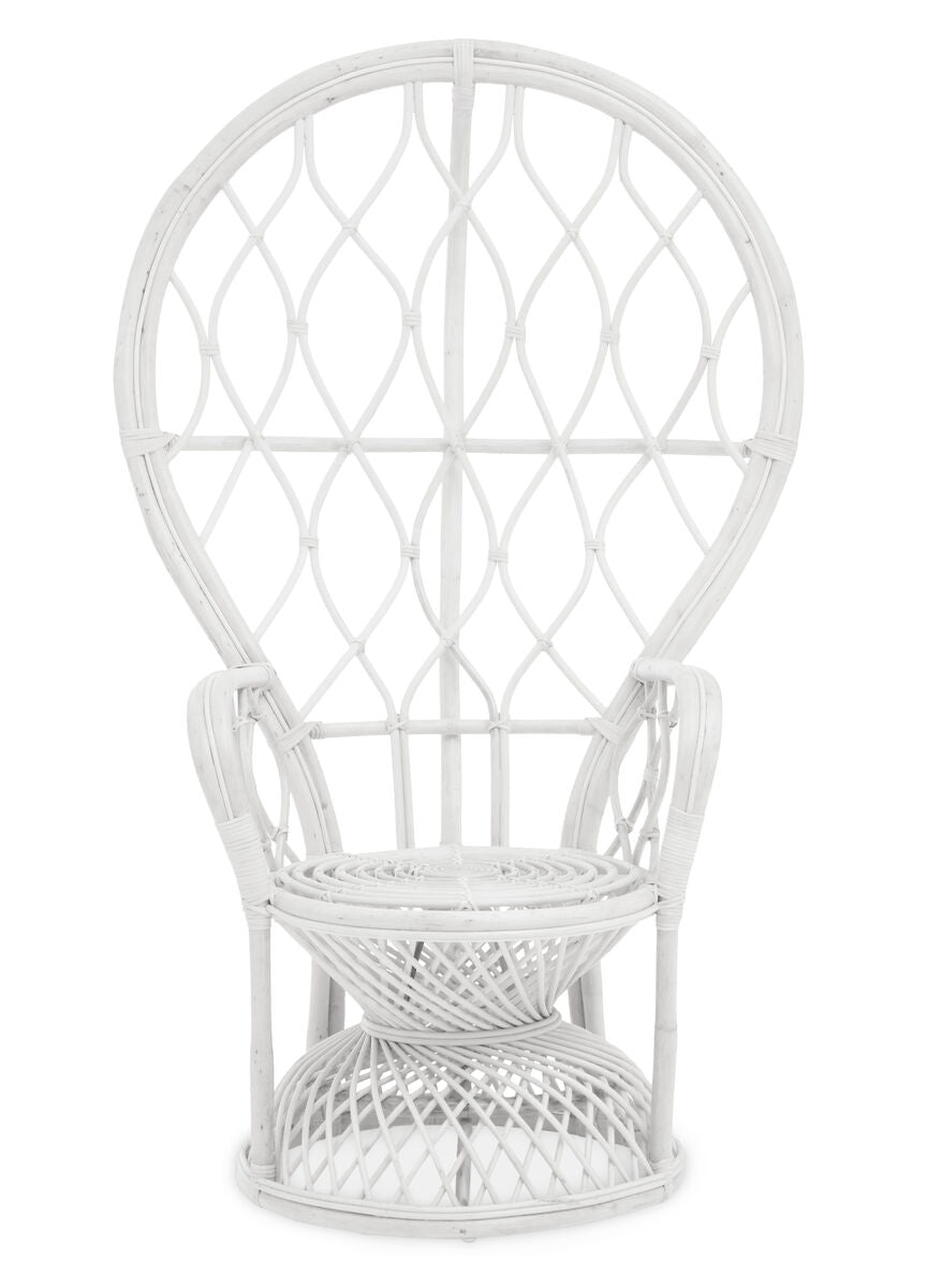 White Rattan Curved High Back Chair