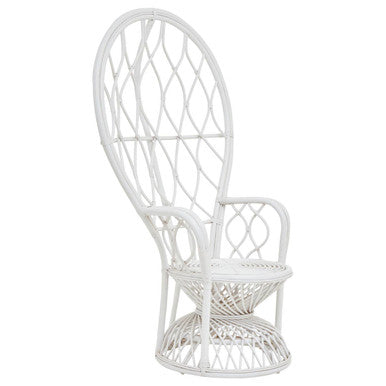 White Rattan Curved High Back Chair