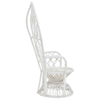 White Rattan Curved High Back Chair