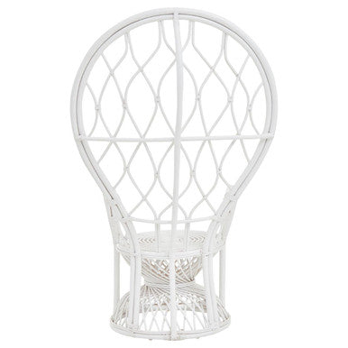 White Rattan Curved High Back Chair
