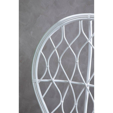 White Rattan Curved High Back Chair